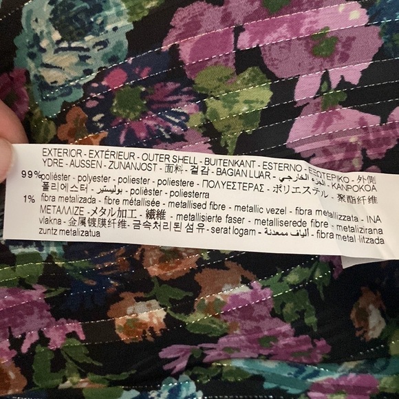 Zara Metallic Thread Floral High Neck Long sleeve Short Mini Dress Size M - Picture 12 of 13